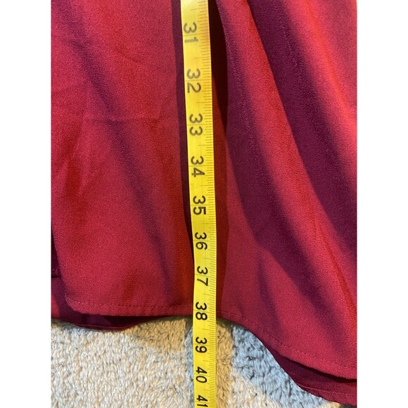 A New Day Dress WomesPlus XXL Burgundy Knee Length V Neck Bishop Sleeves Tie - Picture 10 of 10